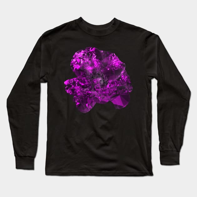 Purple crystal flower Long Sleeve T-Shirt by Geomhectic